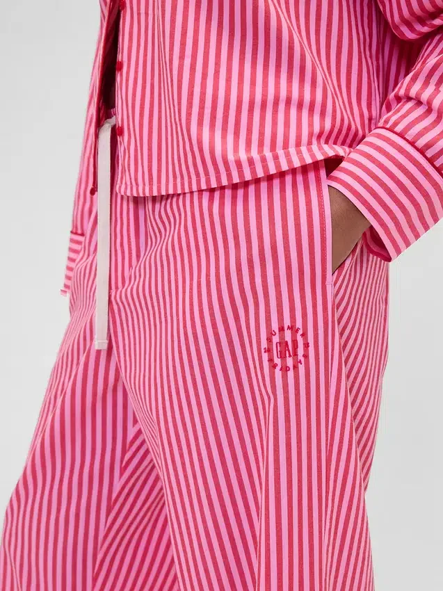 Gap × Summer Fridays relaxte popeline streepjesbroek voor pyjama's