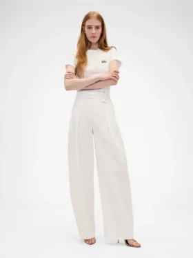 GAP × Victoria Beckham hooggetailleerde broek met plooien en gebogen zoom