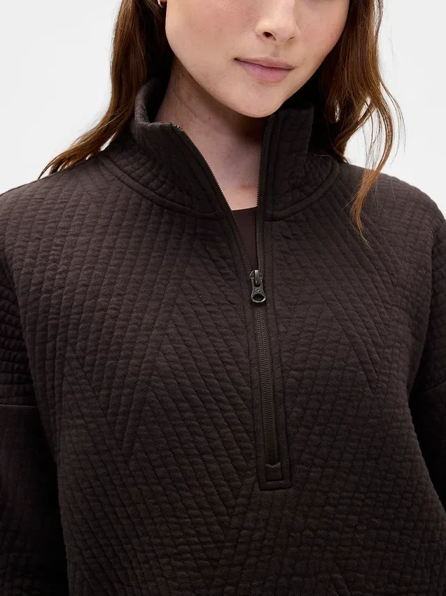 GapFit gewatteerde jacquard trui met halve rits