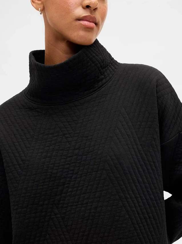 GapFit gewatteerde jacquard-trui met trechterhals