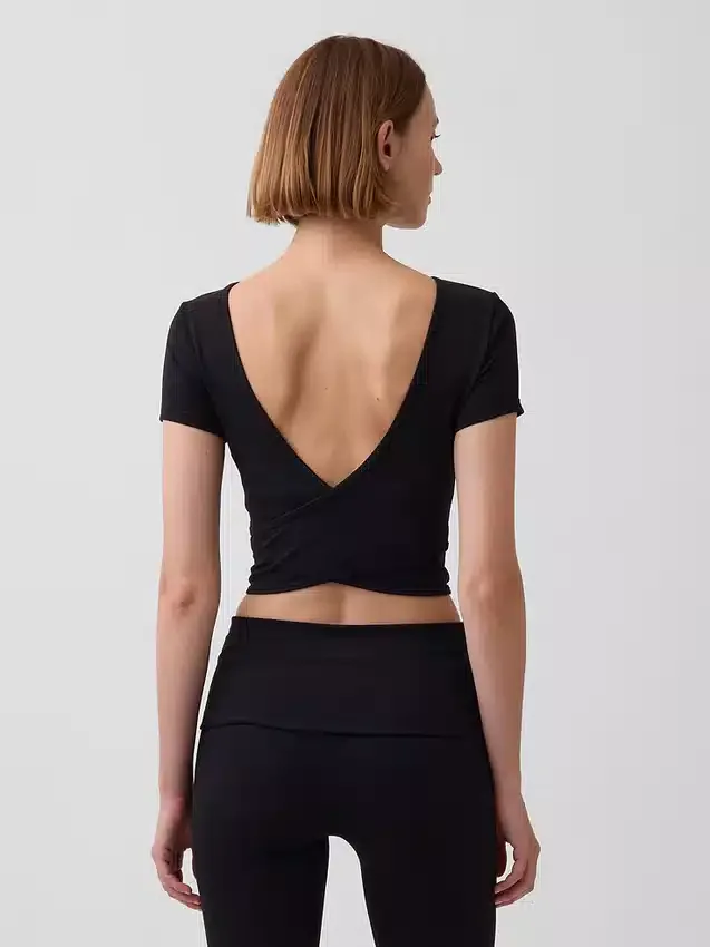 GapFit Smooth omkeerbare crop-top met overslag
