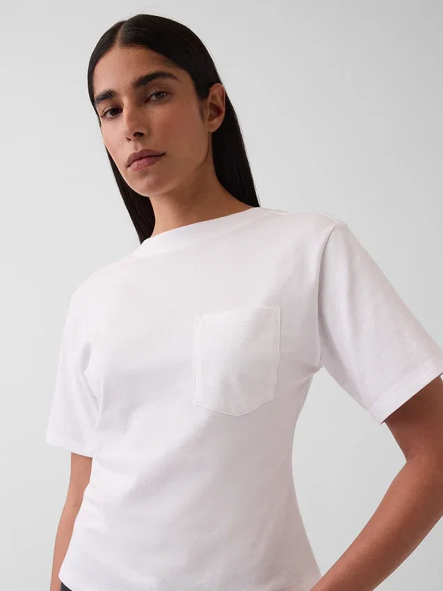 Gapstudio T-shirt met zak en ronde ruguitsnijding