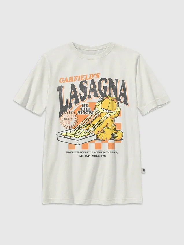 Garfield-T-shirt met lasagne-print voor kinderen