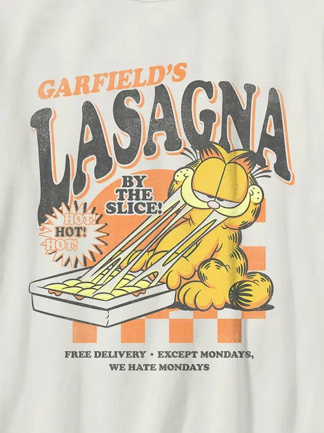 Garfield-T-shirt met lasagne-print voor kinderen
