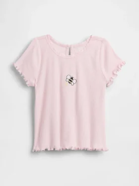 Geborduurd rib-T-shirt voor Baby & Peuter