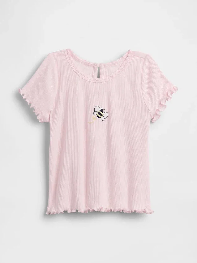 Geborduurd rib-T-shirt voor Baby & Peuter