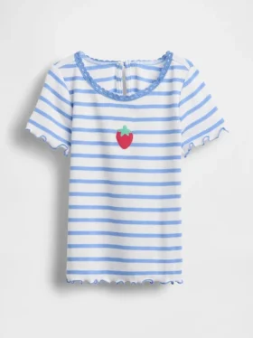 Geborduurd rib-T-shirt voor Baby & Peuter