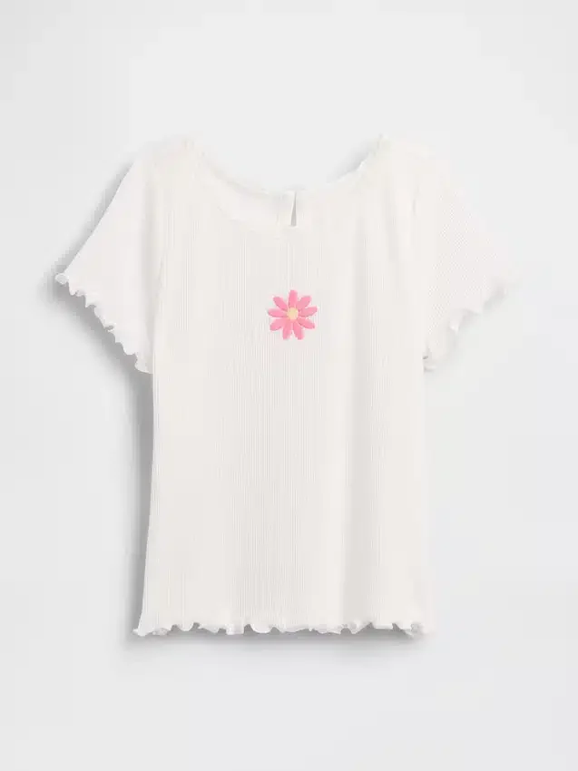 Geborduurd rib-T-shirt voor Baby & Peuter