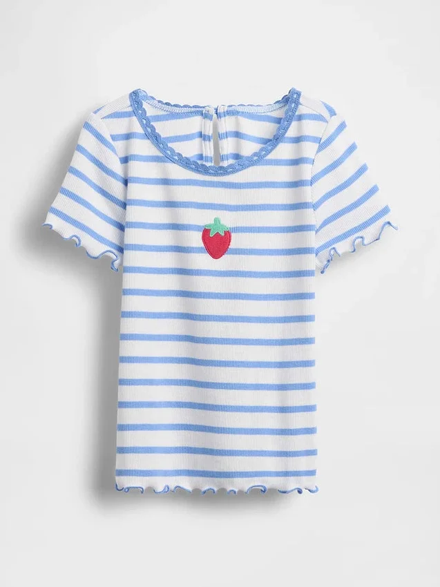 Geborduurd rib-T-shirt voor Baby & Peuter