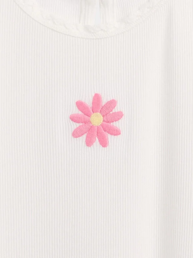 Geborduurd rib-T-shirt voor Baby & Peuter