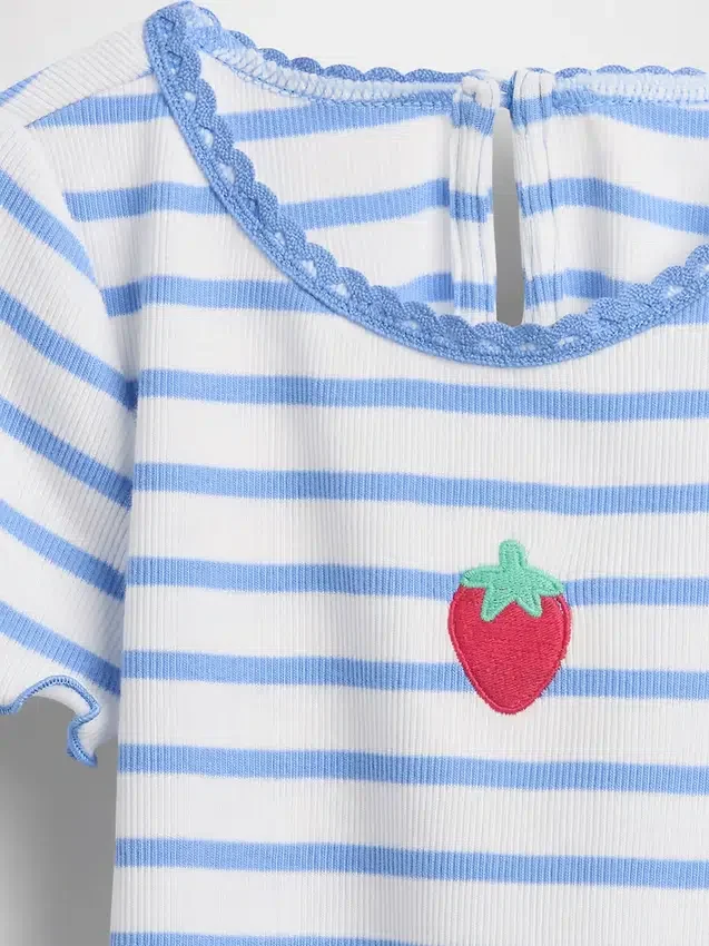 Geborduurd rib-T-shirt voor Baby & Peuter