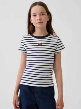 Geborduurd rib-T-shirt voor kinderen