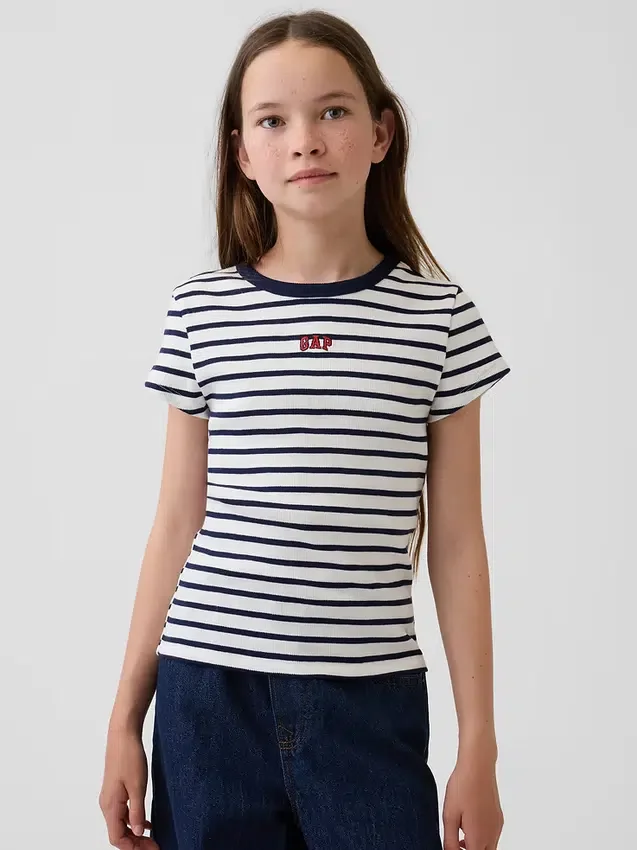 Geborduurd rib-T-shirt voor kinderen