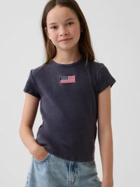 Geborduurd rib-T-shirt voor kinderen