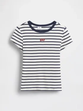 Geborduurd rib-T-shirt voor kinderen