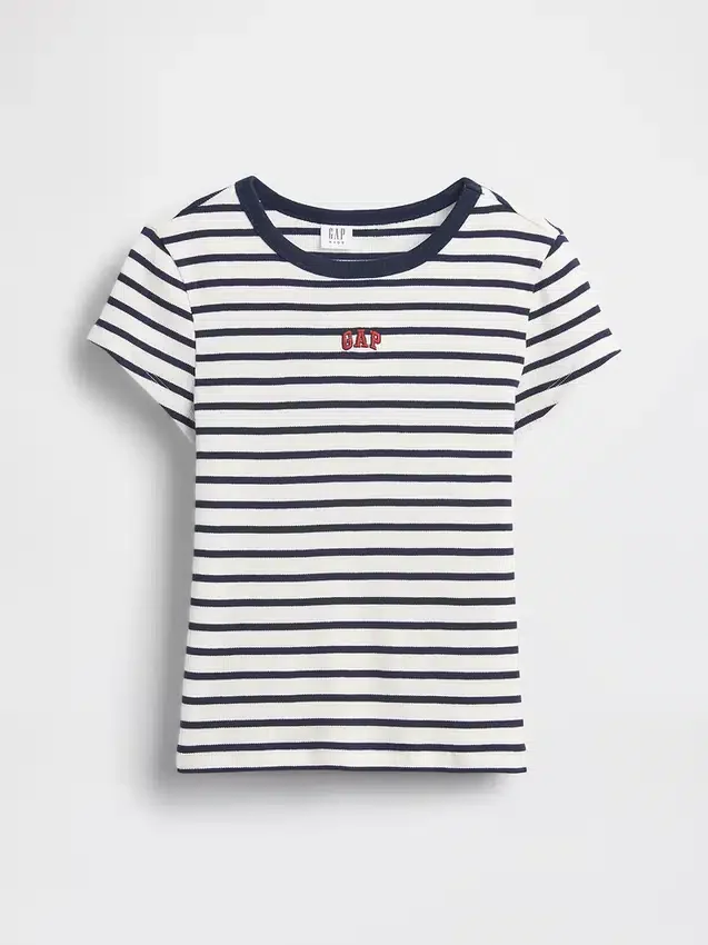 Geborduurd rib-T-shirt voor kinderen