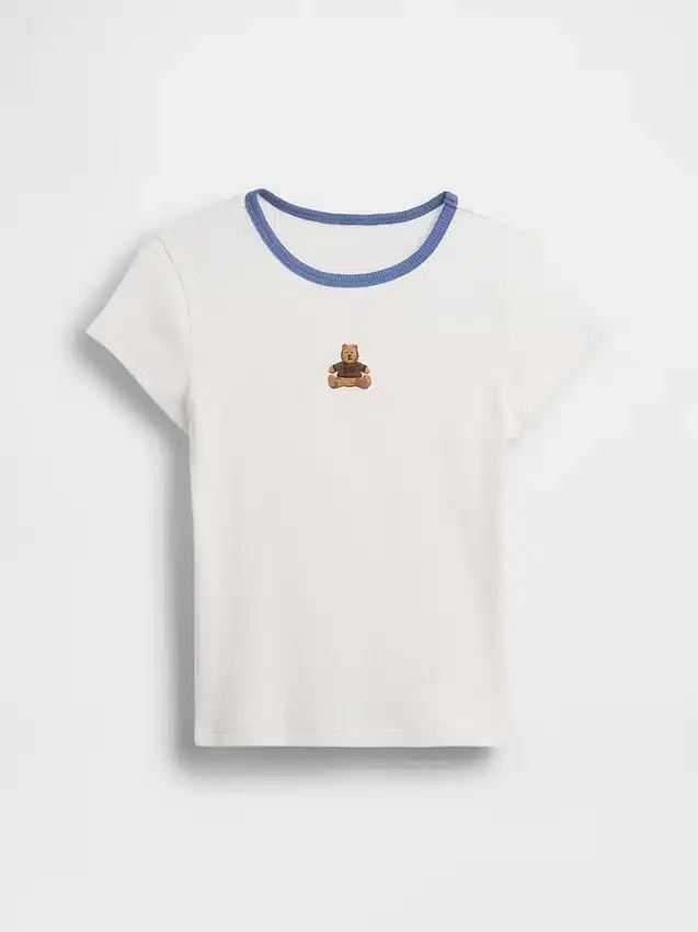 Geborduurd rib-T-shirt voor kinderen