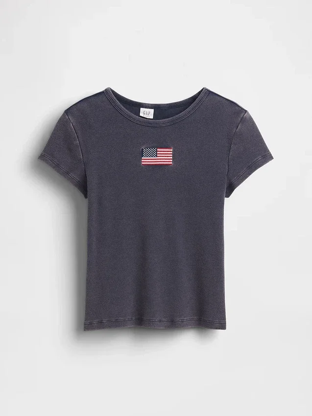 Geborduurd rib-T-shirt voor kinderen