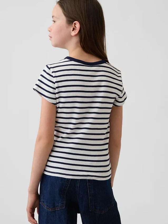 Geborduurd rib-T-shirt voor kinderen