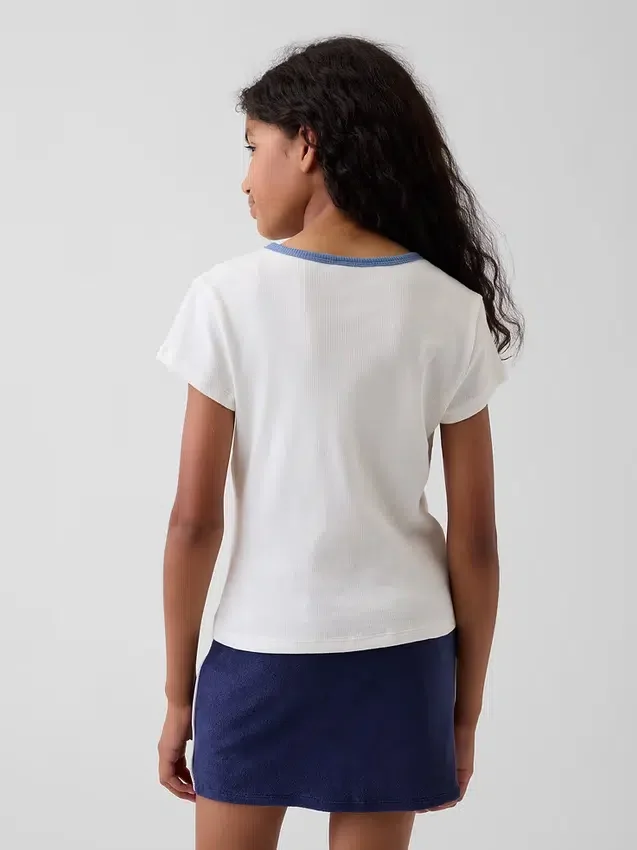 Geborduurd rib-T-shirt voor kinderen
