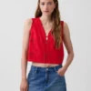 Geborduurde crop-top van linnenmix