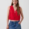 Geborduurde crop-top van linnenmix