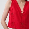 Geborduurde crop-top van linnenmix