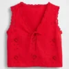 Geborduurde crop-top van linnenmix