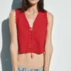 Geborduurde crop-top van linnenmix