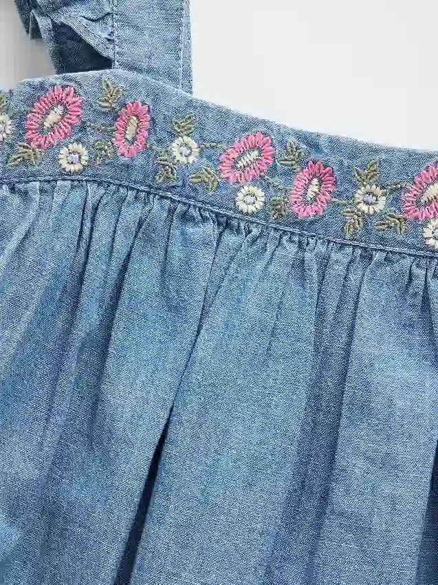 Geborduurde denimjurk voor Baby & Peuter