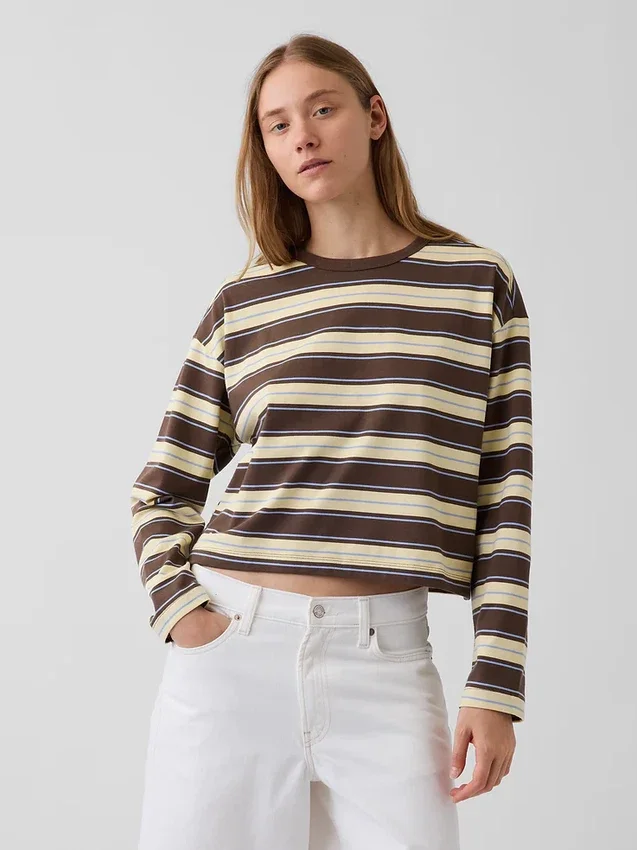 Gebreid oversized cropped T-shirt