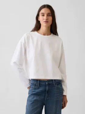 Gebreid oversized cropped T-shirt