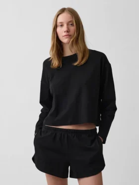Gebreid oversized cropped T-shirt