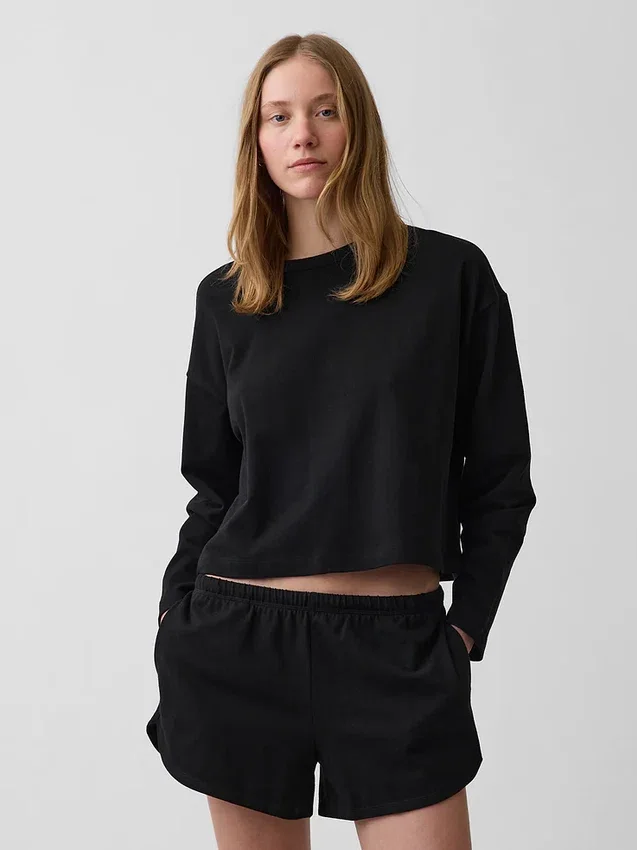 Gebreid oversized cropped T-shirt