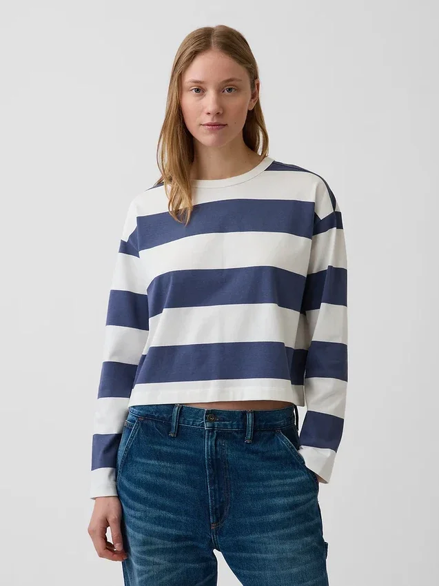 Gebreid oversized cropped T-shirt