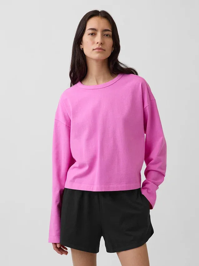 Gebreid oversized cropped T-shirt