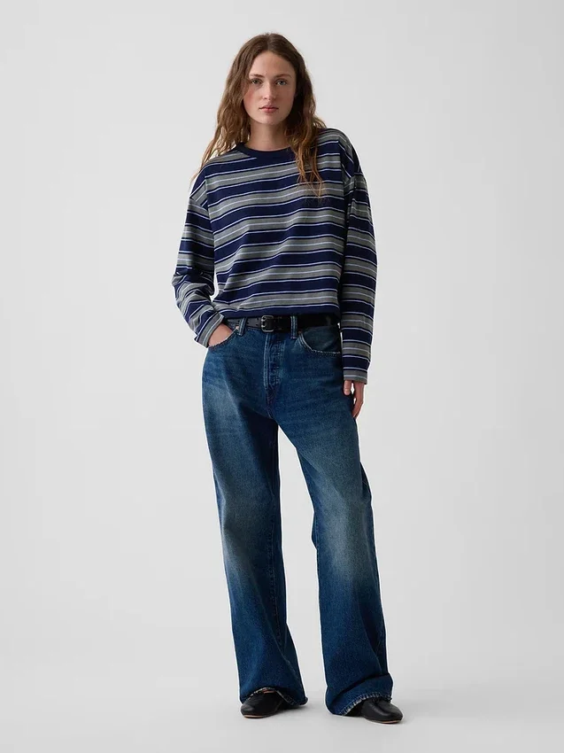 Gebreid oversized cropped T-shirt