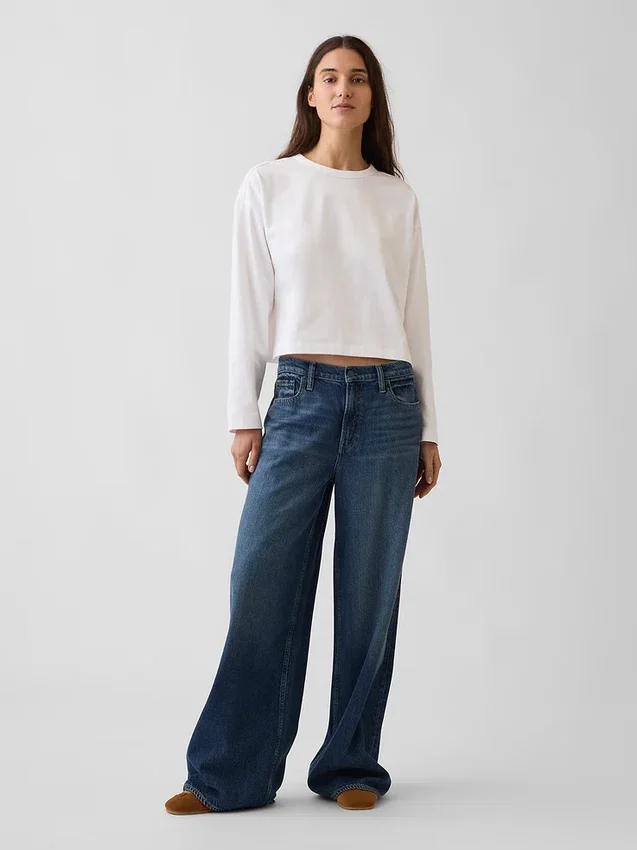 Gebreid oversized cropped T-shirt