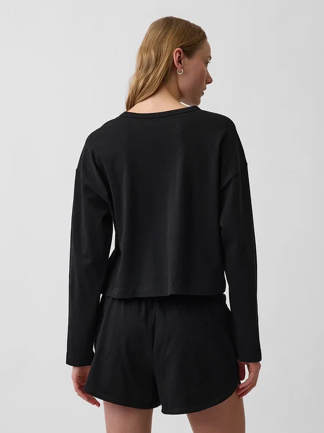 Gebreid oversized cropped T-shirt