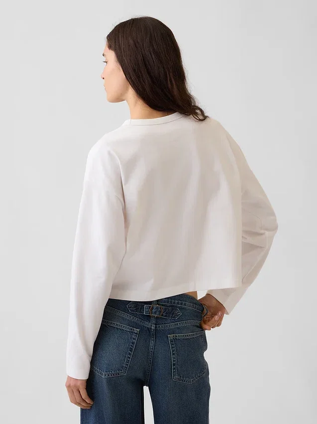Gebreid oversized cropped T-shirt