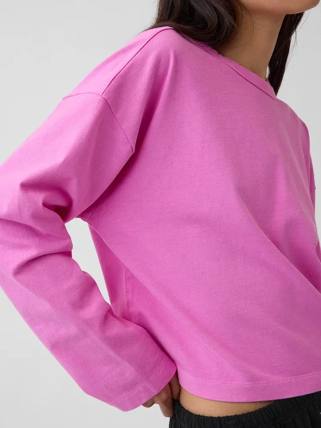 Gebreid oversized cropped T-shirt