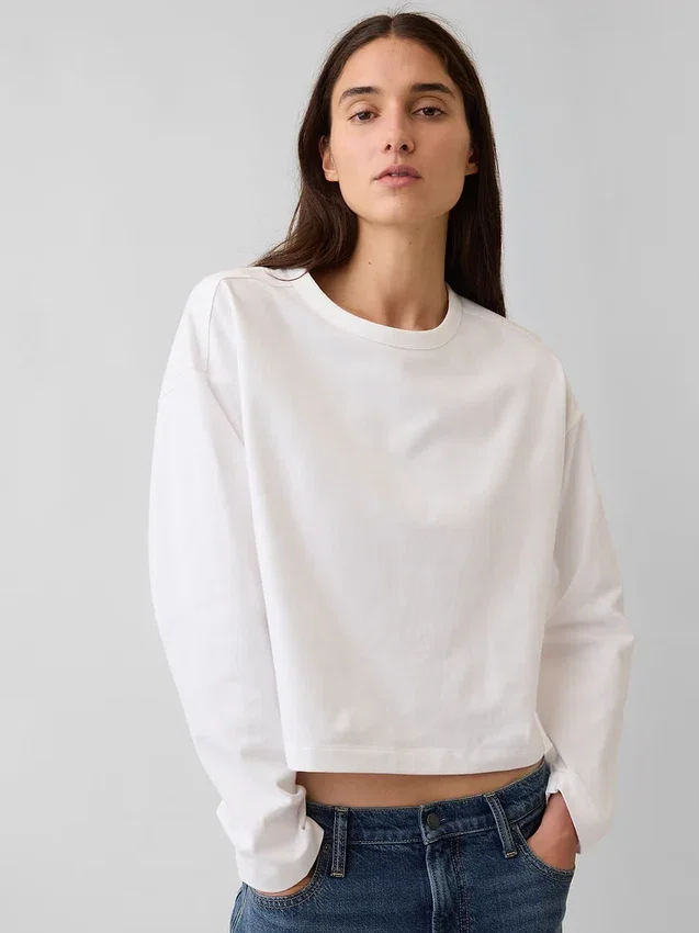 Gebreid oversized cropped T-shirt