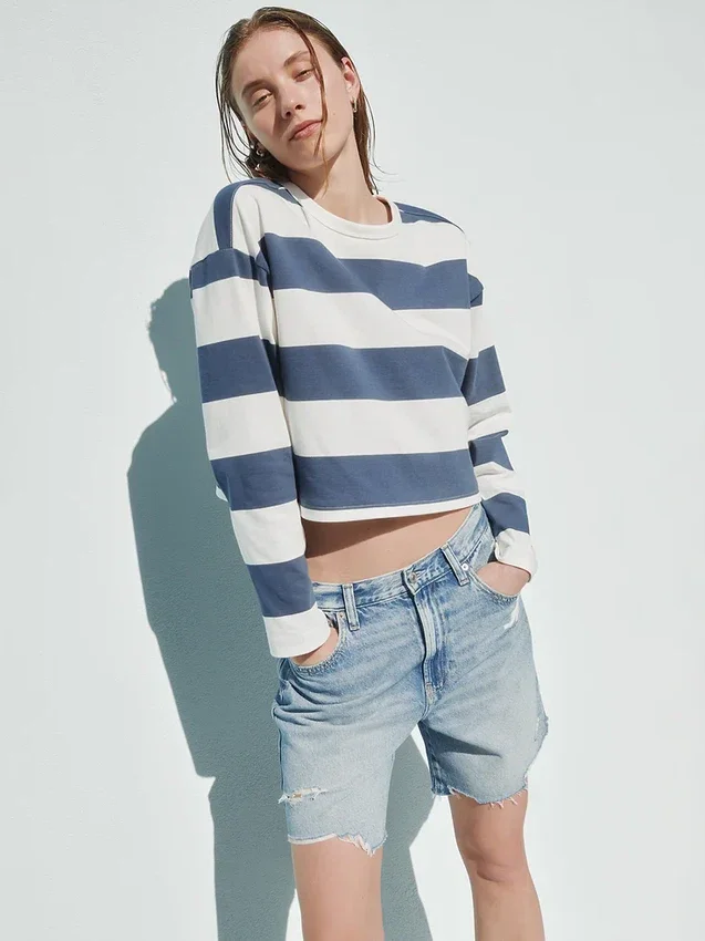 Gebreid oversized cropped T-shirt