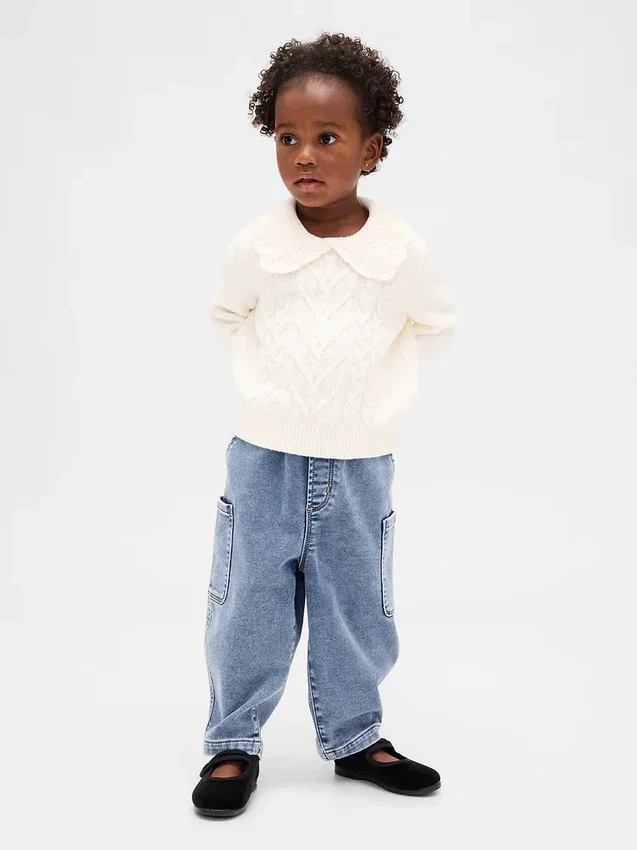 Gebreide barrel-Jeans voor Baby & Peuter