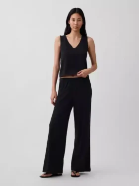 Gebreide broek met wijde pijpen