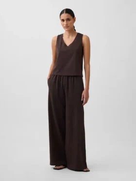 Gebreide broek met wijde pijpen