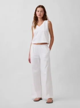 Gebreide broek met wijde pijpen