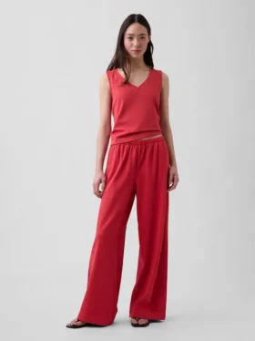 Gebreide broek met wijde pijpen
