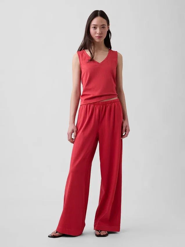 Gebreide broek met wijde pijpen