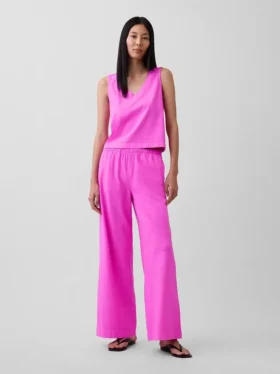Gebreide broek met wijde pijpen
